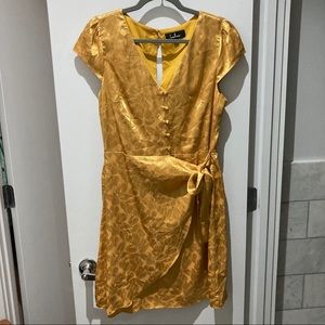 Short Sleeve Satin Faux Wrap Mini Dress